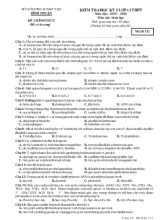 Kiểm tra học kỳ I lớp 12 thpt năm học 2015  2016 môn thi sinh học